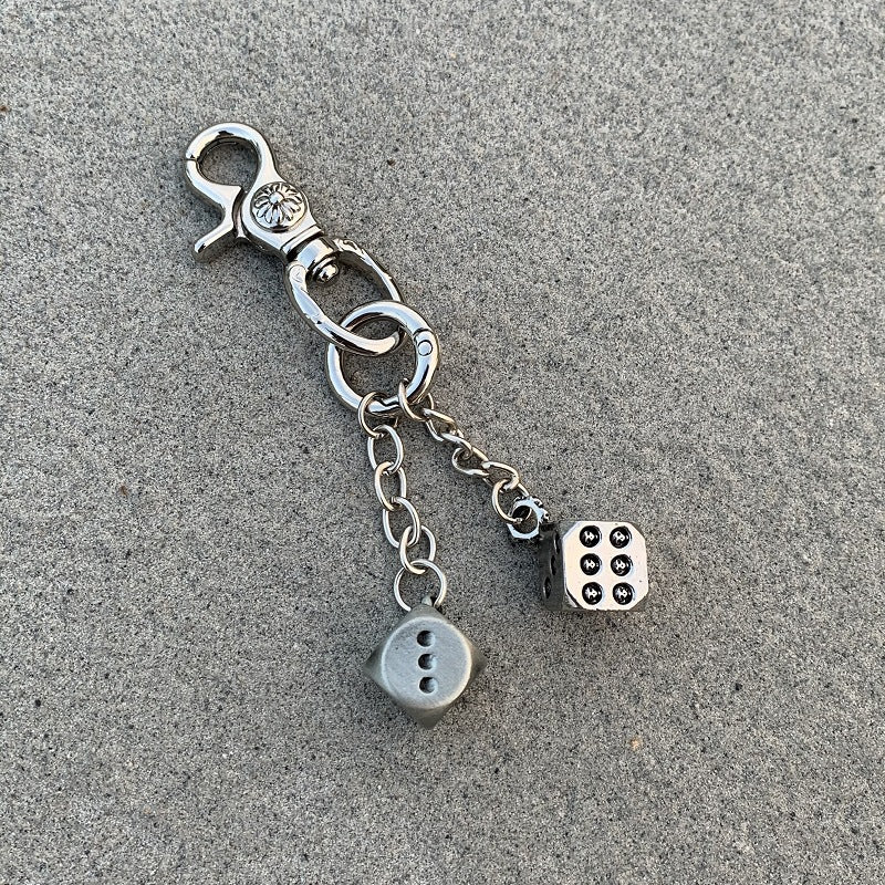 Vintage Floral Dice Keychain Pendant