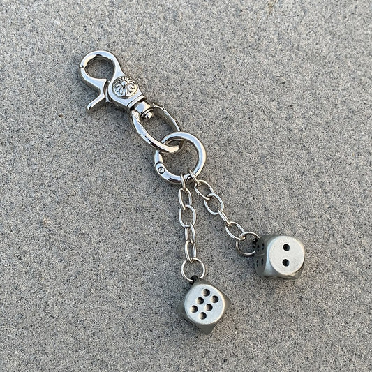 Vintage Floral Dice Keychain Pendant