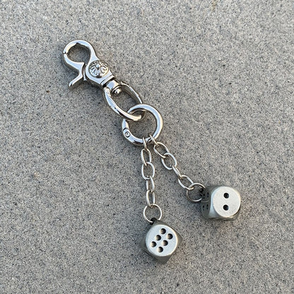 Vintage Floral Dice Keychain Pendant