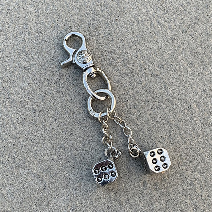 Vintage Floral Dice Keychain Pendant