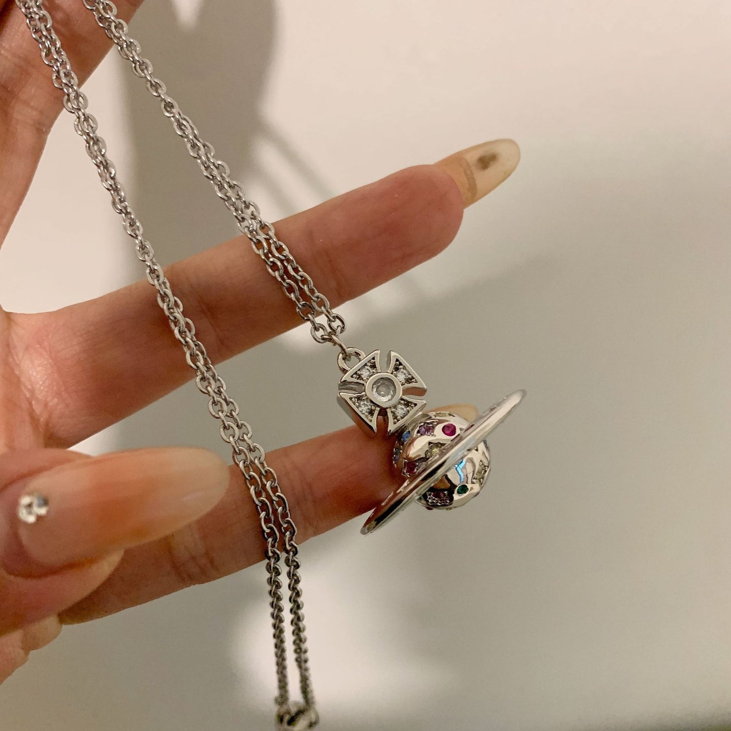 Rainbow Star Moon Saturn pendant