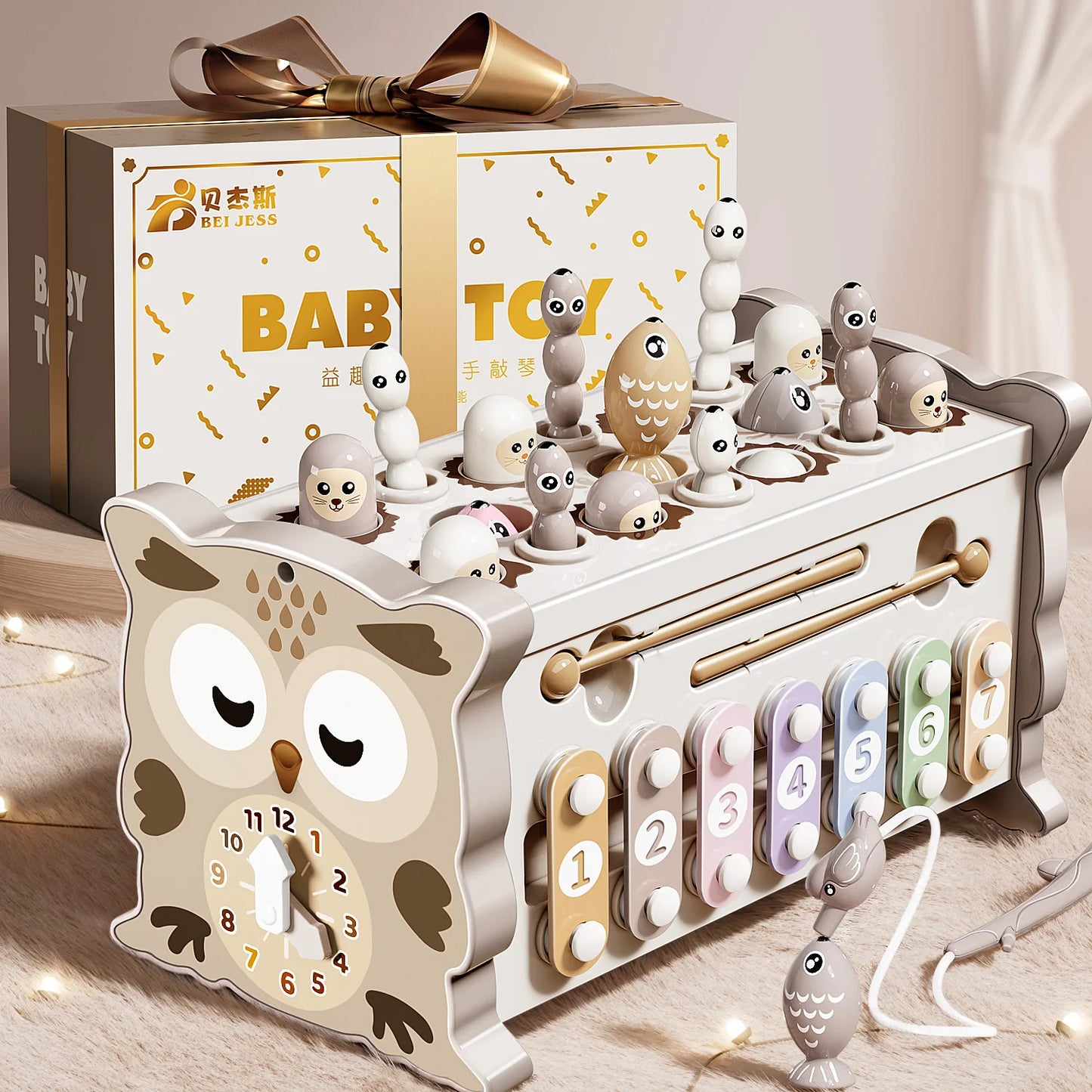 Fishing Owl Busy Board Mole Game Number Xylophone