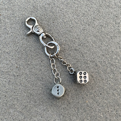 Vintage Floral Dice Keychain Pendant