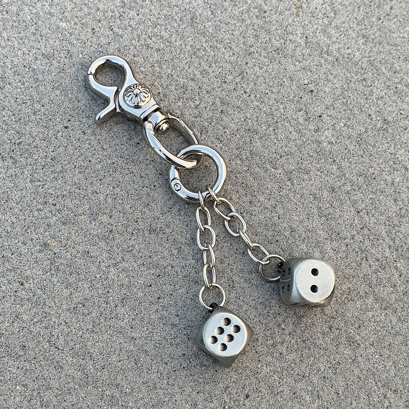 Vintage Floral Dice Keychain Pendant