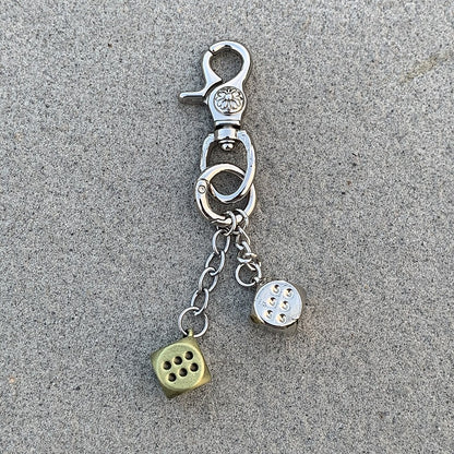 Vintage Floral Dice Keychain Pendant