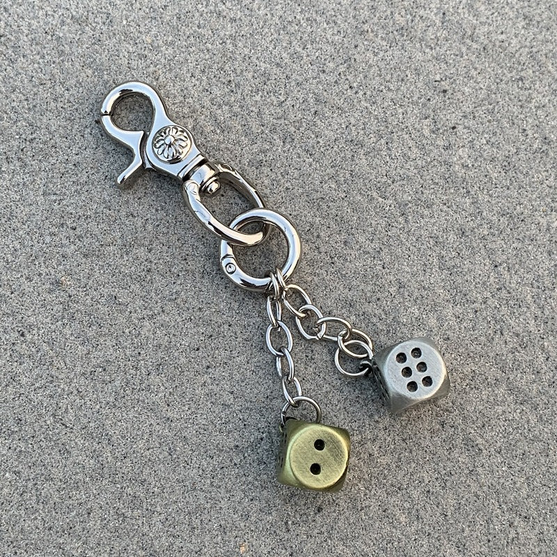 Vintage Floral Dice Keychain Pendant