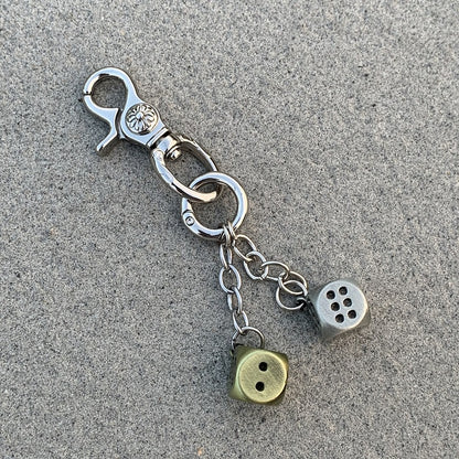 Vintage Floral Dice Keychain Pendant