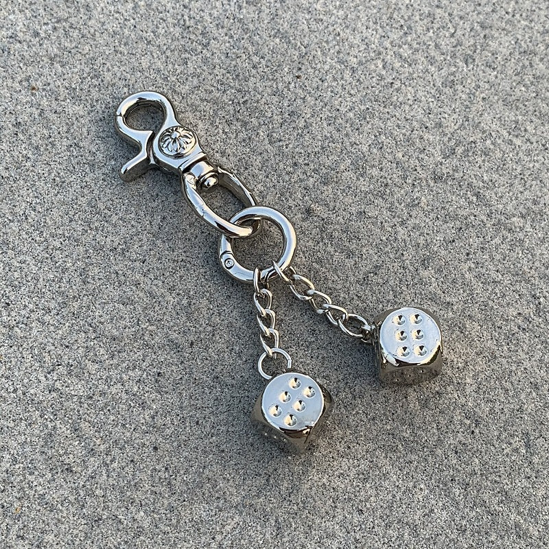 Vintage Floral Dice Keychain Pendant