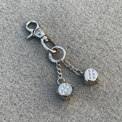 Vintage Floral Dice Keychain Pendant