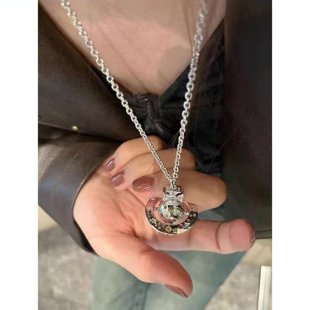 Rainbow Star Moon Saturn pendant