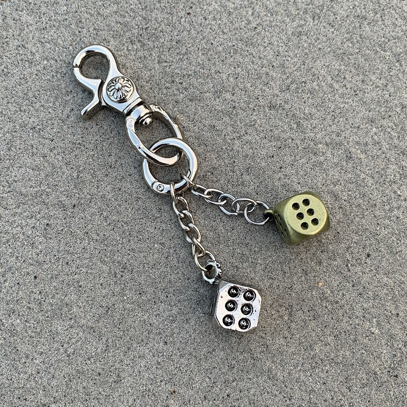 Vintage Floral Dice Keychain Pendant