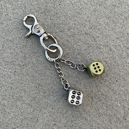 Vintage Floral Dice Keychain Pendant