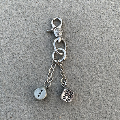 Vintage Floral Dice Keychain Pendant
