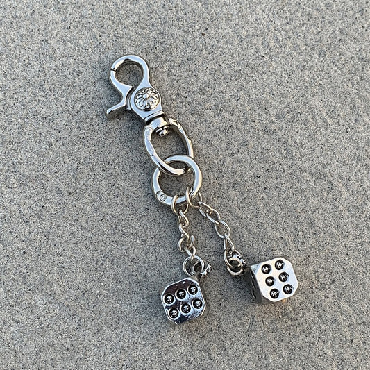Vintage Floral Dice Keychain Pendant
